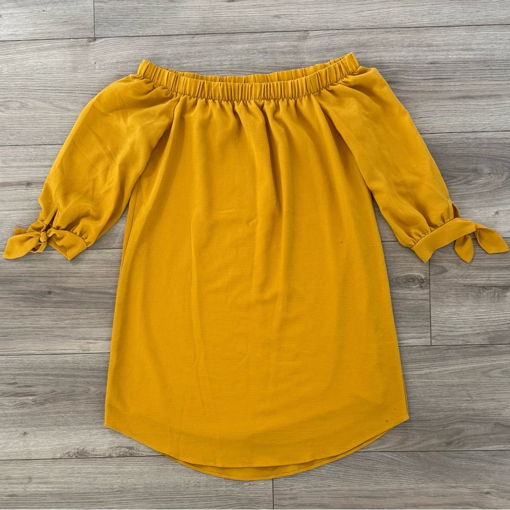 Elegant Mustard Off-Shoulder Mini Dress